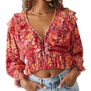 Free People NWOT Rudi‎ Floral Print Ruffle Top